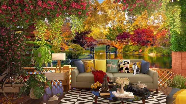 🍁 Beautiful Terrace with Autumn Forest Soundscape, Relaxing Bird Sounds for Relaxation Ambience